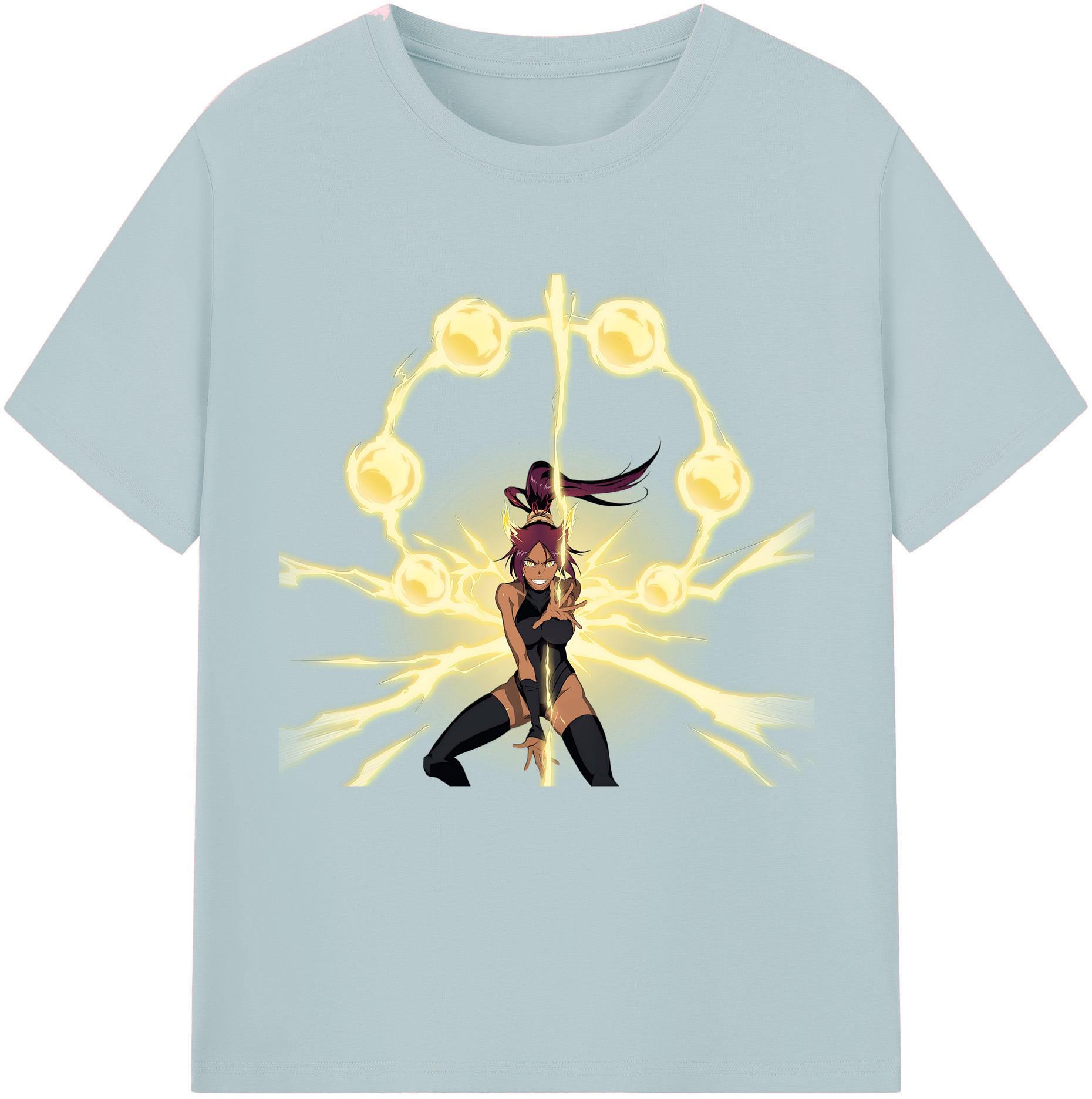 （画像用） ブリーチ 四楓院 夜一（しほういん よるいち） BLEACH Shihouin Yoruichi 綿100％半袖Tシャツ（フロントプリント）